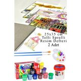 12 Renk Guaj Boya Fatih 25X35 cm Telli Spralli Resim Defteri Palet Resim Fırçası 15 Yaprak Guajboya Resim Defteri - Çok Renkli - 25 ML
