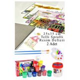 12 Renk Guaj Boya Fatih 25X35 Cm Telli Spralli Resim Defteri Palet Resim Fırçası 15 Yaprak Guajboya Resim Defteri