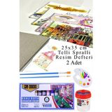 12 Renk Guaj Boya Mydido 25X35 cm Telli Spralli Resim Defteri Palet Resim Fırçası 15 Yaprak Guajboya Resim Defteri - Çok Renkli - 25 ML