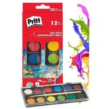12 Renk Sulu Boya 1 Paket Fırça Hediyeli 12 Li Pritt Suluboya Canlı Renkler 28 Mm Boya Çapı Büyük Boy