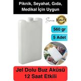 12 Saat Süreli 560 Gr Jel Dolu Buz Aküsü Plastik Soğuk Zincir Gıda Yiyecek Uzun Süre Koruma 5 Adet