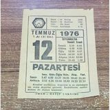12 Temmuz 1976 Pazartesi İmam-Hatip Takvimi Yaprağı (Sahafiye Kitap)