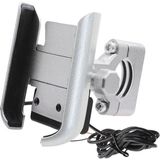 12 V Alüminyum Alaşım Motosiklet Akıllı Telefon Montaj Tutucu Standı Için USB Şarj ile Standı Iphone Xiaomi Samsung 4 6.5 Inç Cep Telefonu | Telefon Tutucular ve duruş - Gümüş