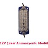 12 Volt 12 Ledli 2.4 Watt Animasyonlu Çakar Modül Mavi