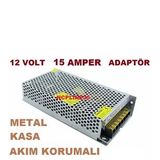 12 VOLT 15Ah AMPER METAL-AKIM KORUMALI ADAPTÖR ŞARJ ÇEVİRİCİ