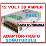 12 Volt 30 Amper Metal Sac Kasa Akım Korumalı Fanlı Adaptör