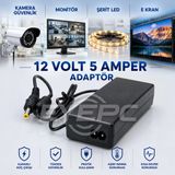 12 Volt 5 Amper Şerit Led Kamera Dvr Monitör Adaptörü