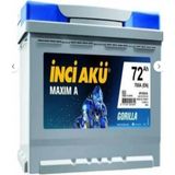 12 Volt 72 Amper Alçak Tip Inci Akü. !! (Ford-Opel Vb. Araçlar Alçak Tip). Güncel - Yeni Üretim.