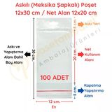 12 X 30 Cm (Kapalı Hali 12 X 20 Cm) 100 Adet Askılı Poşet - Meksika Şapkalı Vitrin