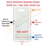 12 X 35 Cm (Kapalı Hali 12 X 25 Cm) 100 Adet Askılı Poşet - Meksika Şapkalı Vitrin