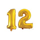 12 Yaş Sayı Folyo Balon Gold 40 İnç 100 cm