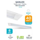 120 Cm 40 Watt Yatay Led Bant Armatür-Trafolu Beyaz ışık-8 ADET