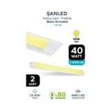 120 Cm 40 Watt Yatay Led Bant Armatür-trafolu Gün Işığı-2 Adettir Gün Işığı