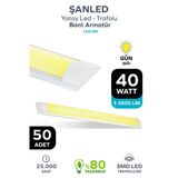 120 Cm 40 Watt Yatay Led Bant Armatür-Trafolu Gün Işığı 50 Adet