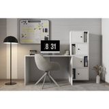 120 cm Kitaplıklı Çalışma Masası - 4 Kapaklı Bölmeli Ofis ve Bilgisayar Masası PNR-CMS-1041 - Beyaz - 120x75