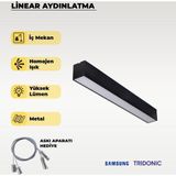 120 Cm Siyah Metal Kasa Lineer Aydınlatma 3200K (Sarı Işık)