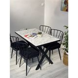 120 x 70 Yemek Masası Takımı 120X70 ve 4 Adet Güneş Sandalye 120 x 70 Sabit Mdf Dikdörtgen Beyaz 1