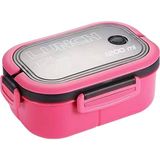 1200 ml 2 Katlı 6 Bölmeli Bpa'sız Pp Plastik Sefer Tası ve Beslenme Çantası - Hava Kilitli Bento Lunch Box, Çatal ve Kaşık Dahil (Pembe)