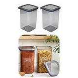 1200 ml Gri Kare Saklama Kabı Silikon Kapak Hava Geçirmez Kuru Baklagil Kahve Bakliyat Makarna Kutu