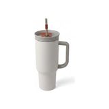 1200 ml Pipetli ve Kulplu Çelik Termos - Yeşil ve Beyaz Renk Seçenekli Dev Boy /soğuk Tutucu Seyahat Bardağı (Beyaz) - Bitki Çayı
