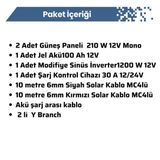 1200 Watt Tv Aydınlatma Bağ Evi Güneş Enerjisi 250W Solar Paket