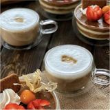 120ML Çift Çidarlı Cam Espresso ve Kahve Fincanı 4 Adet - Beyaz