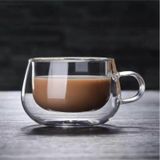 120ML Çift Çidarlı Cam Espresso ve Kahve Fincanı - Beyaz