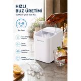 120W Buz Makinesi 1.5 Litre 6-8 Dakika Sesiz Çalışma Şeffaf İzleme Penceresi Buz Yapma Makinesi