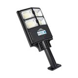 120W Güneş Enerjili LED Sokak Lambası/ Su Geçirmez, Sensörlü, Kumandalı - Çok Renkli - Siyah - Plastik