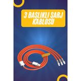 120W Silikon Metal Uçlu LED Işıklı 3 In1 Şarj Kablosu 1.2m - TOPRAK2555-3874 - Renkli