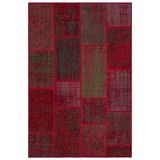 120x180 cm Iskece Kırmızı Vintage Yün El Dokuma Modern Geometrik Etnik Eskitme Desenli Boho Oturma Odası Salon Yolluk Koridor Mutfak Halısı