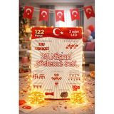 122 Parça 23 Nisan Dekoratif Süsü Flama Okul Süsü, Atatürklü Balon, Türk Bayrağı Pano Süsleri yeni 2026