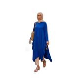 1220_Asimetrik Kesim Plistre Tesettür Tunik, 00423 Saks, L/XL