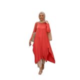1220_Asimetrik Kesim Plistre Tesettür Tunik, 00492 Narçiçeği, L/XL