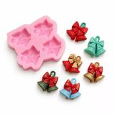 1228 - Silikon Kalıp Mum Kalıbı - 4'Lü Mini Fiyonklu Çan