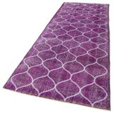 122x360 cm Geometrik Halı Mor Geometrik Yün El Dokuma Modern Geometrik Etnik Eskitme Desenli Boho Oturma Odası Salon Yolluk Koridor Mutfak Halısı