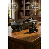 1:24 Cybertruck Metal Diecast Model Araba - Atv Motorlu, Kapıları Açılan Oyuncak Araba Antrasit