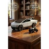 1:24 Cybertruck Metal Diecast Model Araba - Atv Motorlu, Kapıları Açılan Oyuncak Araba Gri
