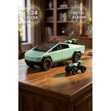 1:24 Cybertruck Metal Diecast Model Araba - Atv Motorlu, Kapıları Açılan Oyuncak Araba Yeşil