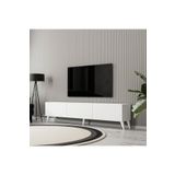 1250 Elısa 3 Kapaklı Kulpsuz 180 Cm Ayaklı Tv Unıtesı Beyaz