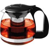 1250 ml Borosilikat Süzgeçli Cam Çaydanlık Bitki ve Çay Demliği Siyah Saplı Kettle ve Çay Makinesi Uyumlu Demlik - 1 Adet - 0 - 200 ml