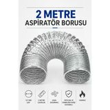 127 Mm 2 Metre Alüminyum Esnek Aspiratör Borusu Hava Kanalı Davlumbaz Baca Hortumu