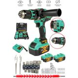 128V 10AH Darbeli Şarjlı Matkap Seti, Çift Akülü, Metal Şanzıman, Vidalama, 39 Parça