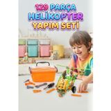 129 Parça Eğitici Mucit Tasarım Seti Helikopter İnşa Etme ve Sök-Tak Mekanik Çocuk Oyuncak Seti