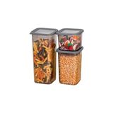 12'li 3 Boy Set Sızdırmaz Kapaklı Kare Erzak Saklama Kabı 650ML - 1300ML - 1900ML Kare Erzak Saklama Kabı (768) - standart