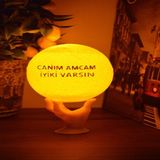 12cm Canım Amcam İyiki Varsın El Standlı Ay Küresi neon led lamba hediyelik eşya avize masa lambası gece lambası moon yılbaşı hediye - Beyaz