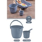 12den 2’li Bebek Banyo Su Kovası ve Maşrapası Seti, Saplı Oluklu Kova 13lt ve Maşrapa 1,5lt Set Mavi