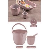 12den 2’li Bebek Banyo Su Kovası ve Maşrapası Seti, Saplı Oluklu Kova 13lt ve Maşrapa 1,5lt Set Pembe
