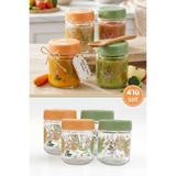 12den 4’lü Bebek Cam Mama Kabı Seti, Sızdırmaz Conta Kapaklı Cam Mama Yoğurt Gıda Kavanozu 4x200ml