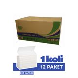 12den Flosoft Z Katlama Kağıt Havlu 200 Yaprak 12’li Paket, 2 Katlı Süper Emici Dispenser Havlusu 1 Koli